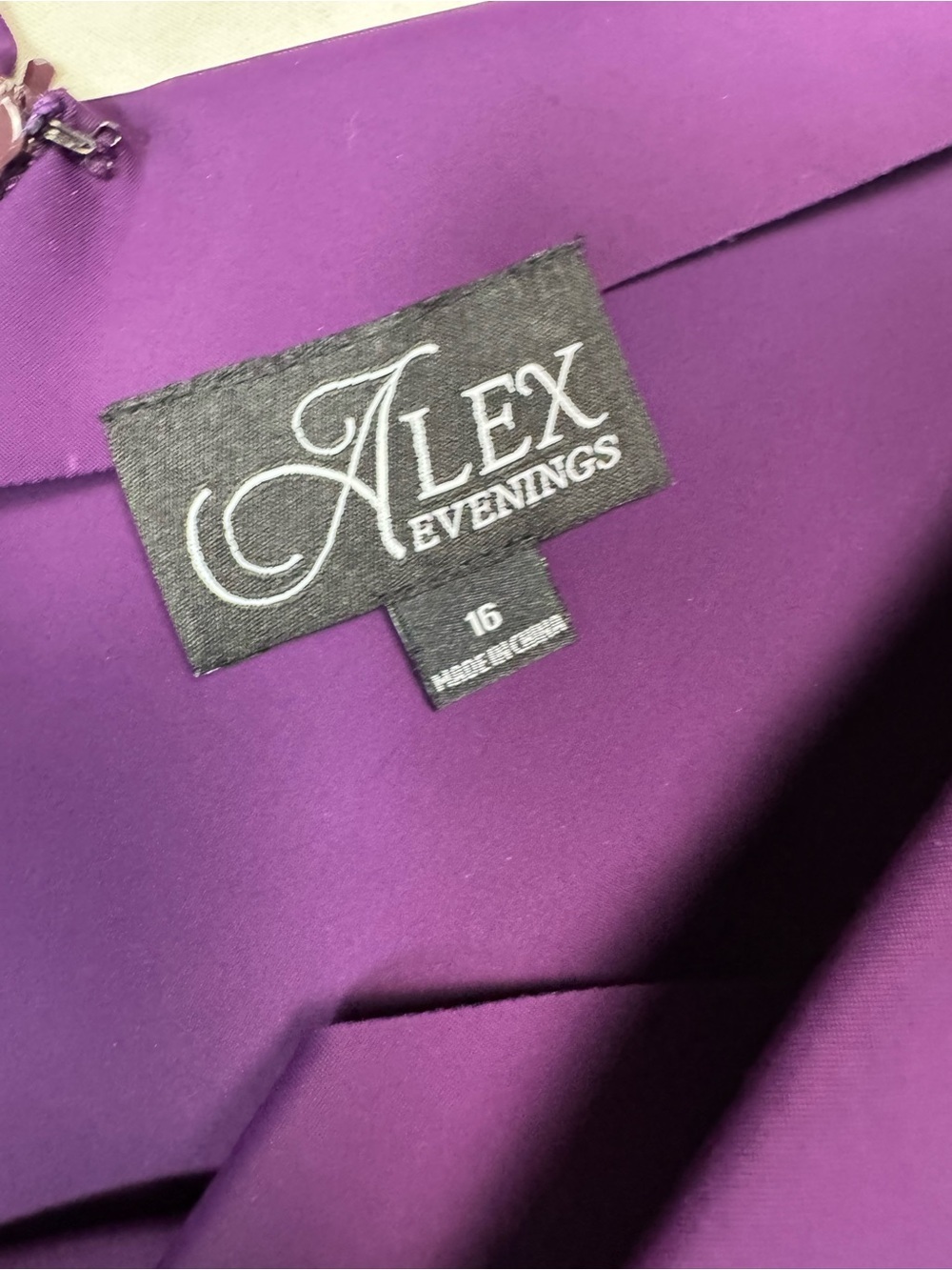 NWT $239 Alex Evenings Diana Cascade Ruffle Sheath Contour Plum Dress Size 16 - Picture 6 of 8